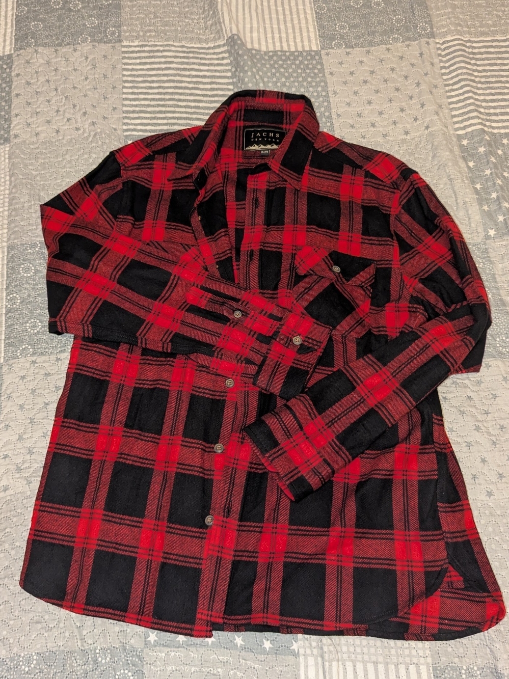 Jachs Red and Black Plaid Casual Button-Down Shirt